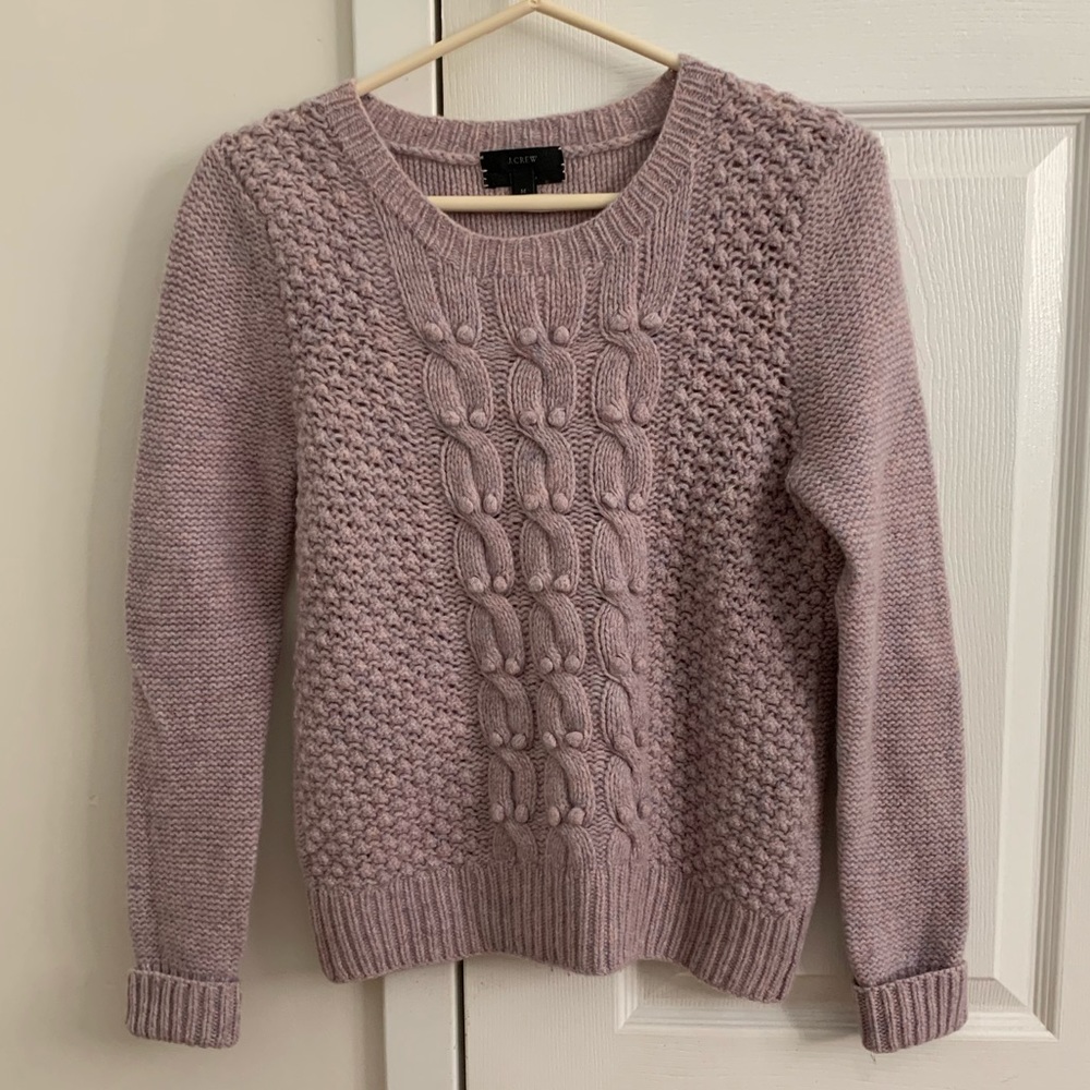 J Crew Women's Purple Pom-pom Cable-knit